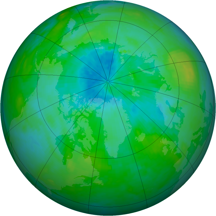 Arctic ozone map for 30 August 1990